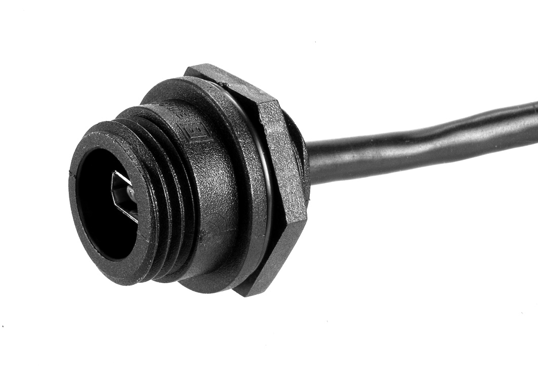 Front Panel Mount Connector USB Sealed Mini B Socket to 5 Way Crimp with exposed braid