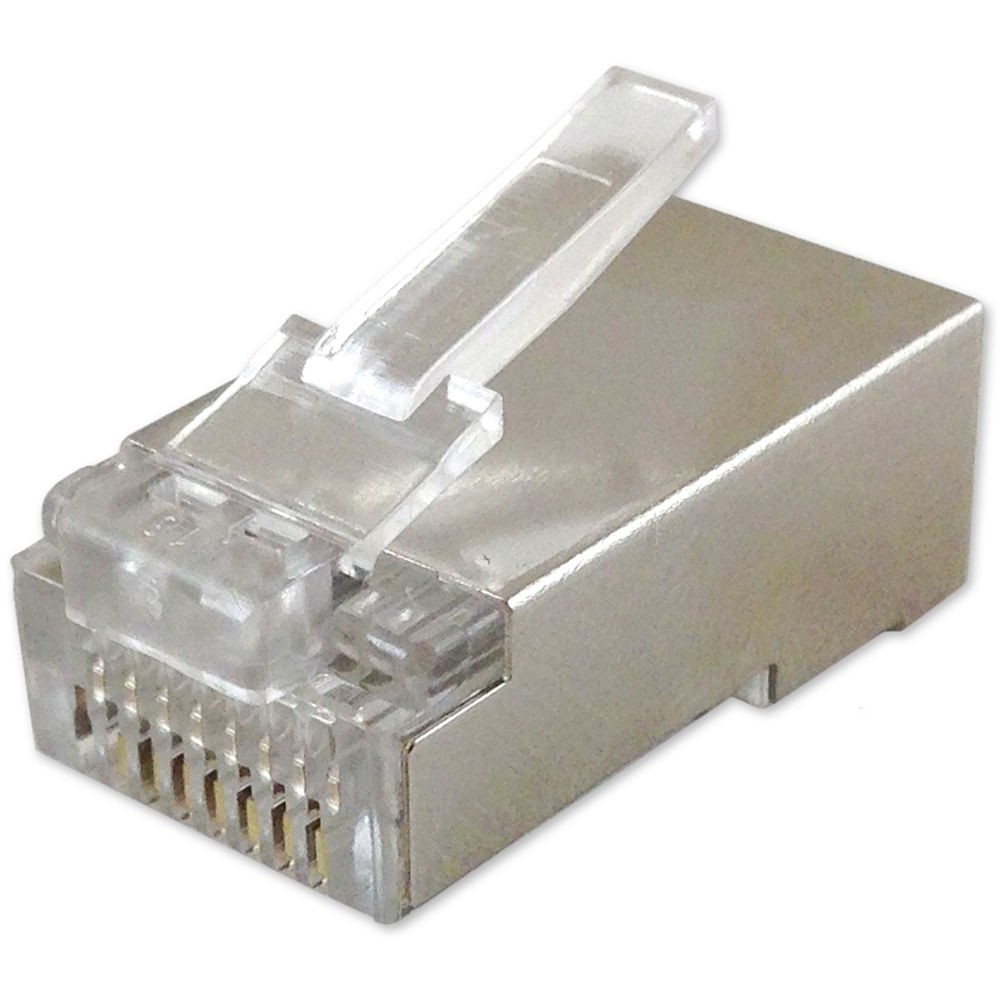 Modular plug, 8p8c (RJ45), with locking latch and shielding, piercing technology for Round solid cable