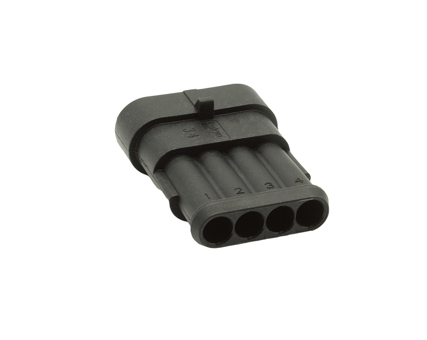 4 Contacts Male Automotive Rectangular Black Connector