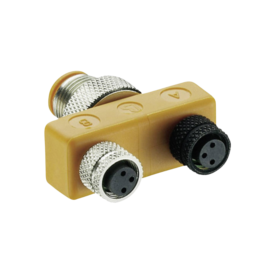 T-splitter / adapter M12 manelijk to two M8 Vrouwelijk