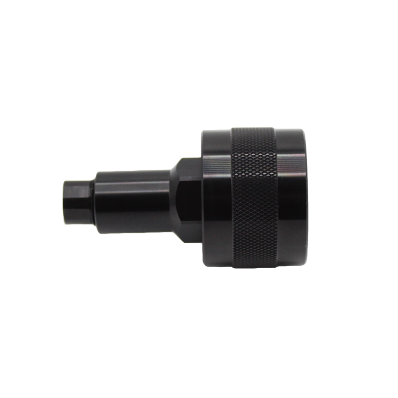 Black Anodised Aluminium Plug Connector - Cable Entry: 6.88-8.38mm
