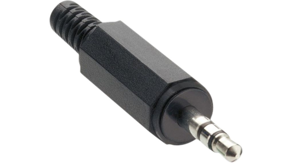 Jackplug conform JIS C 6560 JC35P3, 3,5 mm, 3-polig/stereo, rechte uitvoering, met knikbeveiliging en soldeeraansluiting