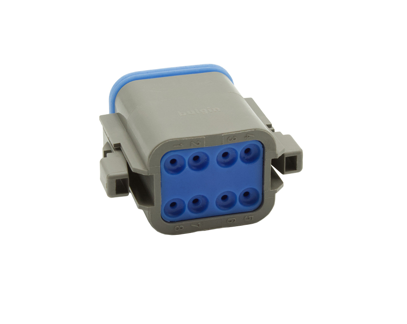 8 Contacts Male Standard Rectangular Grey Connector