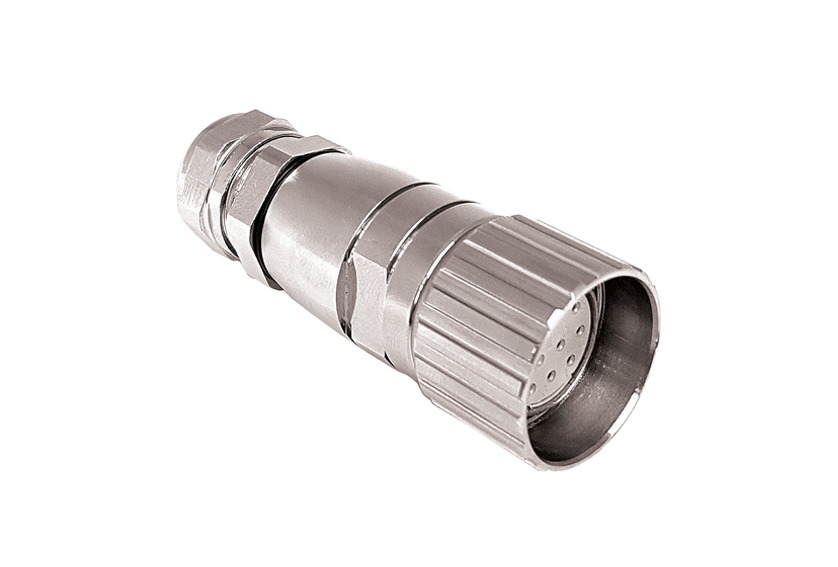 M23 Series A Code Brass Nickel Plated PG9 Flex Body 19 Contact Socket
