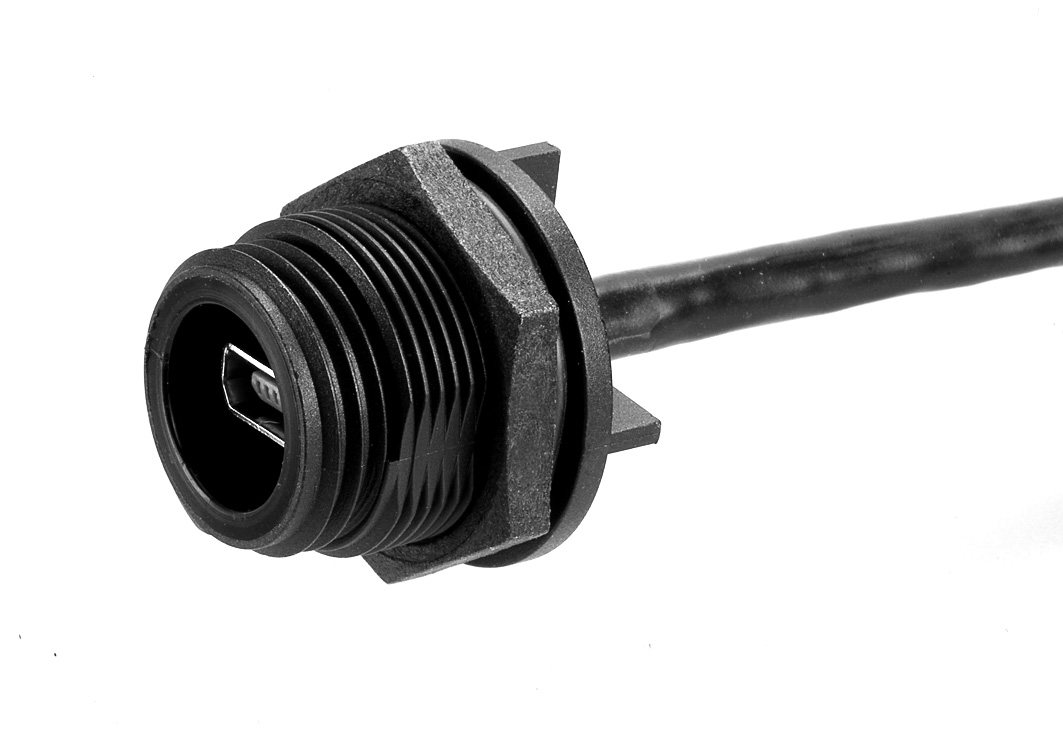 Rear Panel Mount Connector USB Sealed Mini AB Socket to 6 Way Header