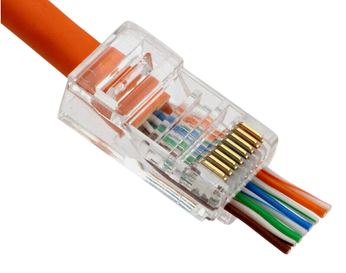 RJ45 Cat.6 pass-through UTP plug 8P8C with anti-kink boot