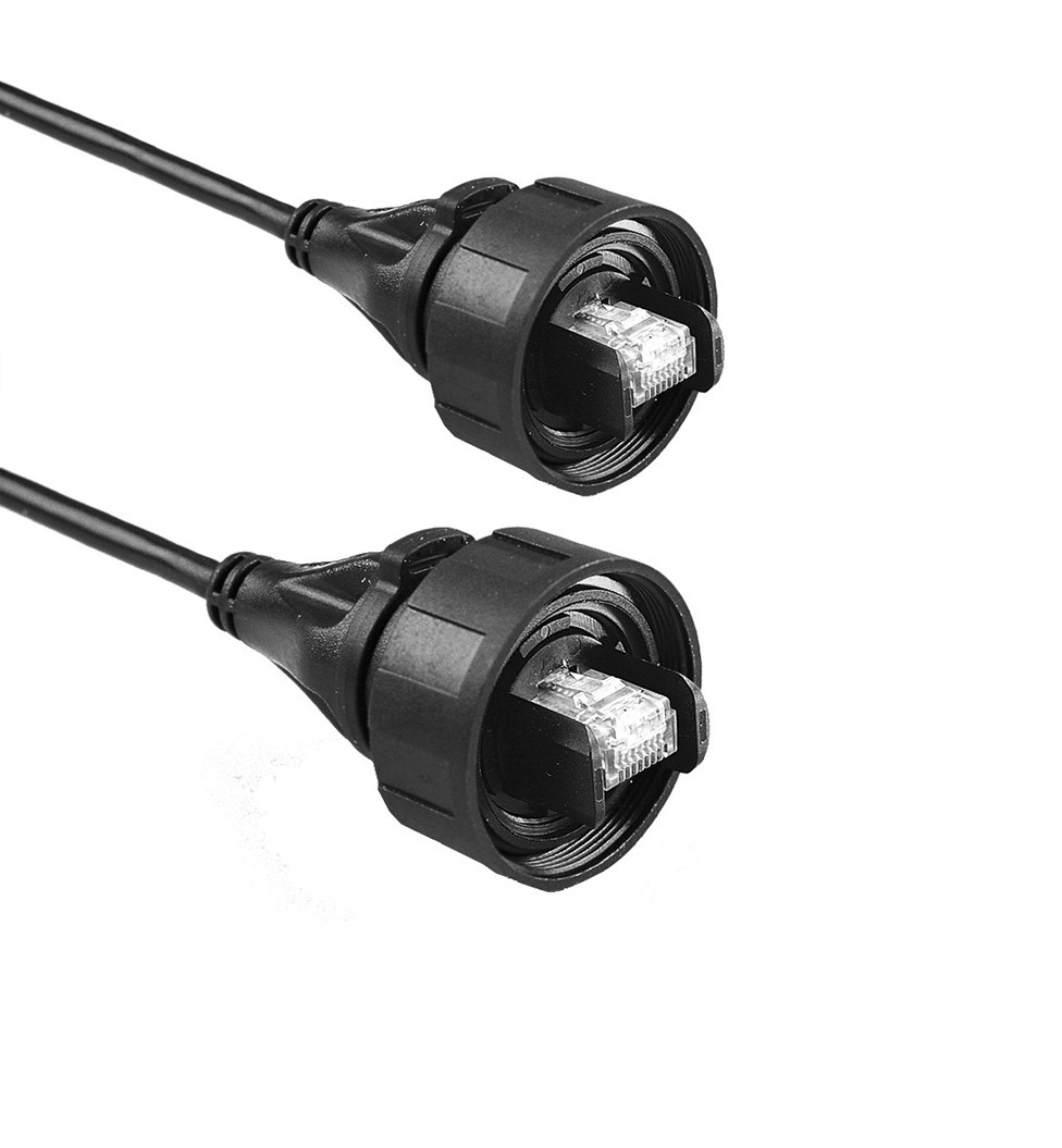Overmould Flex Connector PX0898 Series Pre-Wired Patch Cord IP68 RJ45 to IP68 RJ45 2M Cable