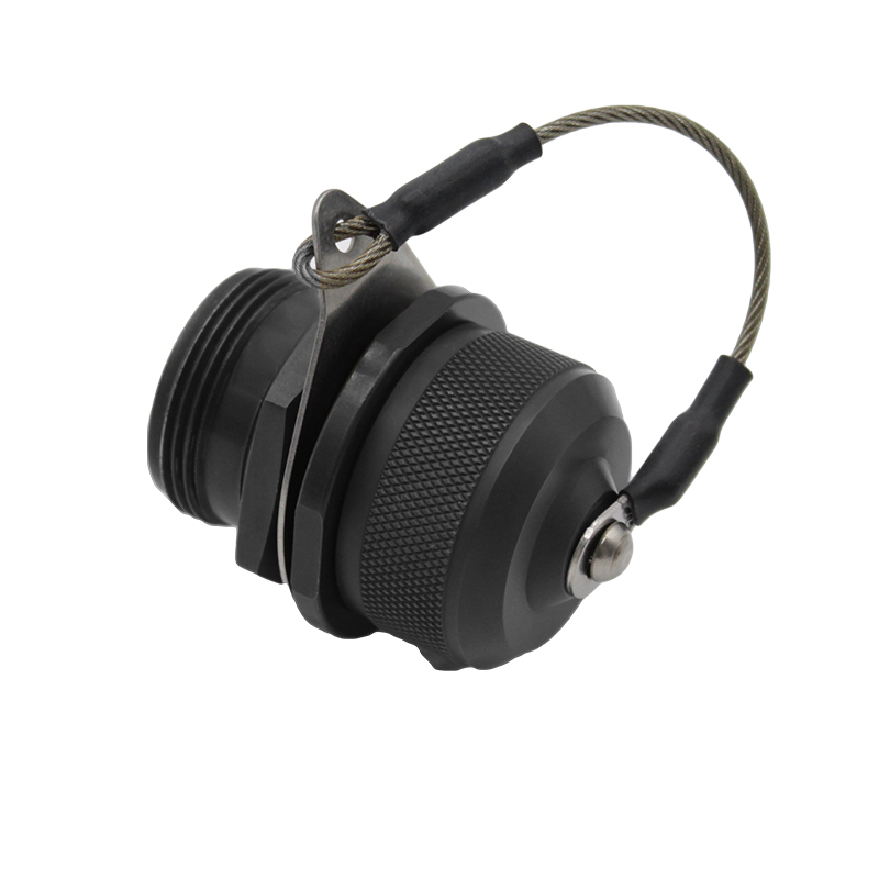 Black Electroless Nickel Aluminium Jam Nut Connector with Cap - EMI Shielded - Cat6a Female