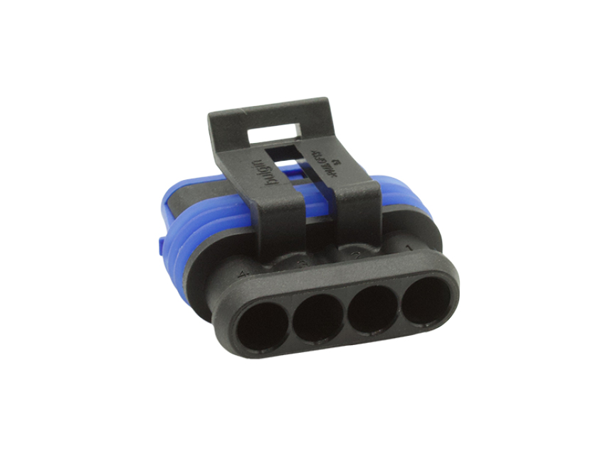 4 Contacts Female Automotive Rectangular Black Connector