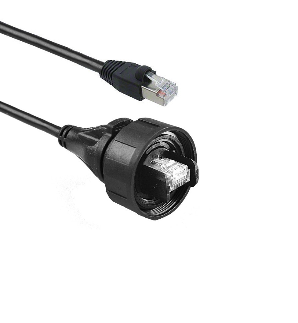 Overmould Flex Connector PX0897 Series Pre-Wired Patch Cord IP68 RJ45 to Shielded RJ45 3M Cable