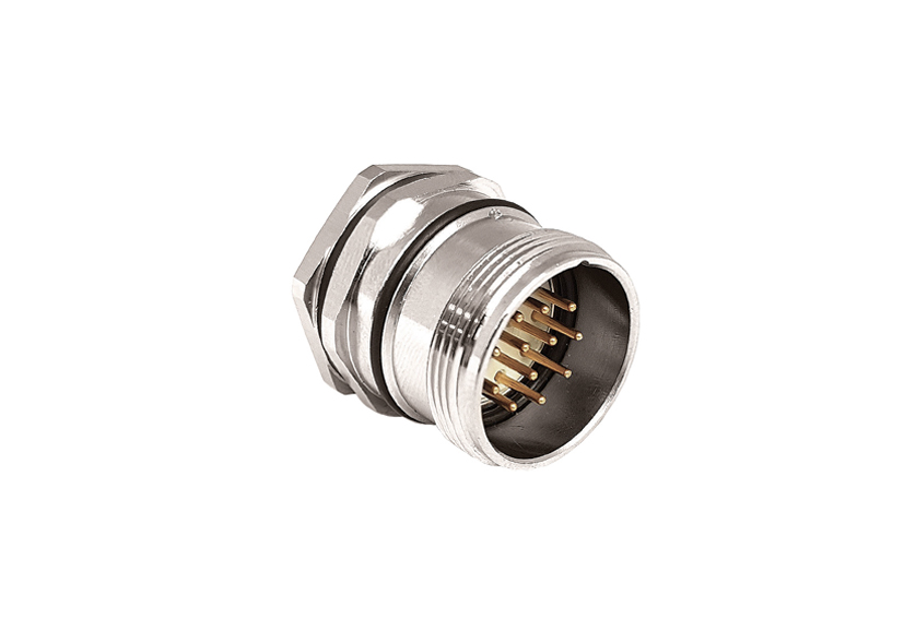 M23 Series A Code Brass Nickel Plated M20 Front Panel Mount Connector 12 Contact Pins