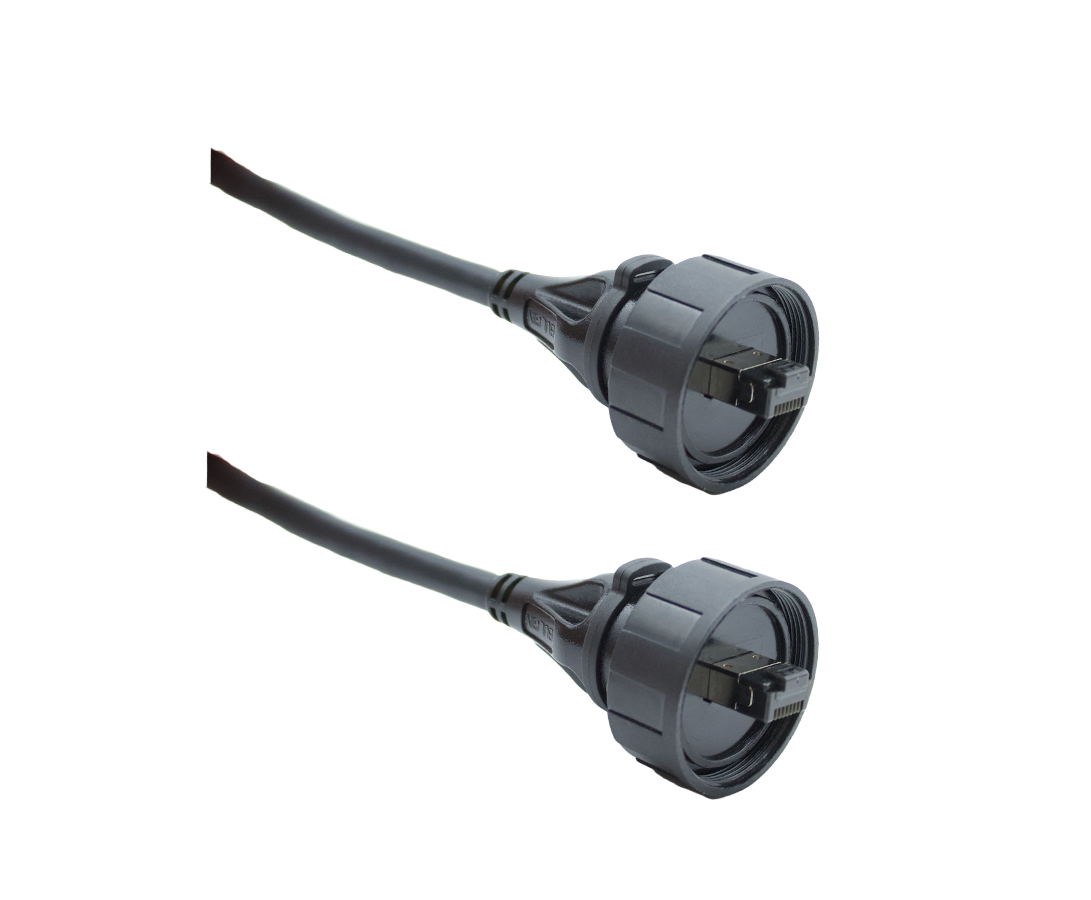 Overmould Flex Connector PX0858 Series Pre-Wired Patch Cord IP68 RJ45 to IP68 RJ45 2M Cable