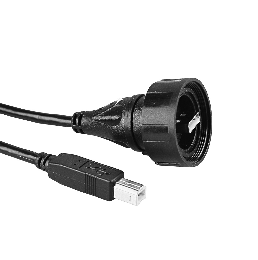 Overmoulded USB Cable PX0840 Series USB Standard B Plug to Sealed A Plug 2M Cable