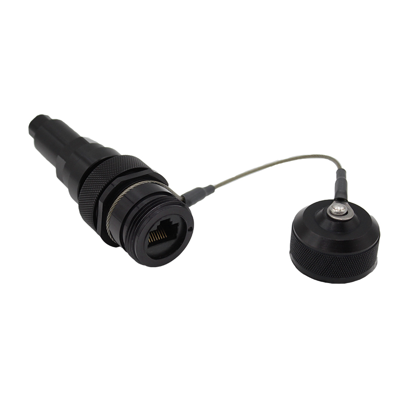Black Anodised Transversely Sealed Aluminium Inline Plug Connector - Cable Entry: 4.82-6.85mm