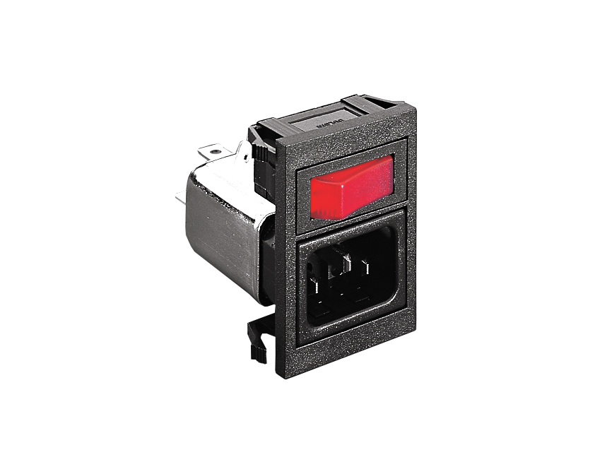 Vertical Power Entry Module 50.8mm C14 Cold Condition Inlet (PX0575) 6.3mm Tab Termination A1020 Filter (10A PS01/A L/C v2) Single Contact Switch Marked I/O