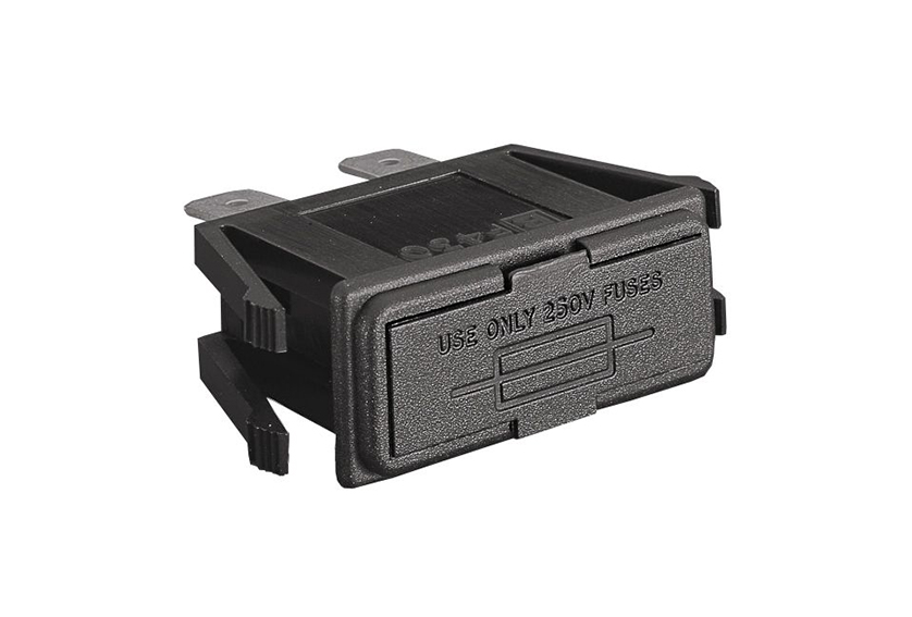 Fuseholder FX0430 Series Protection Category PC3 Snap Fit To Panel 4.8mm Tab Termination 5mm x 20mm Fuse Captive Drawer Carrier