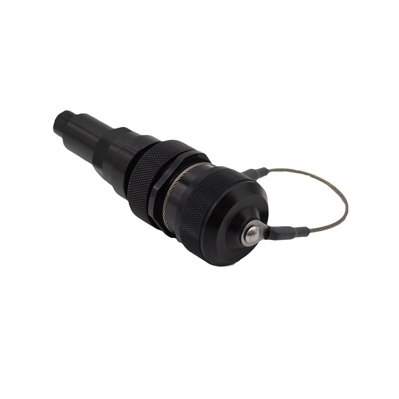Black Anodised Transversely Sealed Aluminium Inline Plug Connector - Cable Entry: 4.82-6.85mm