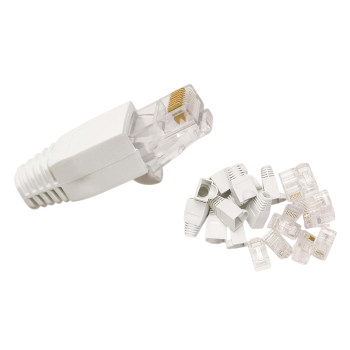 RJ45 Cat.6 pass-through UTP plug 8P8C with anti-kink boot