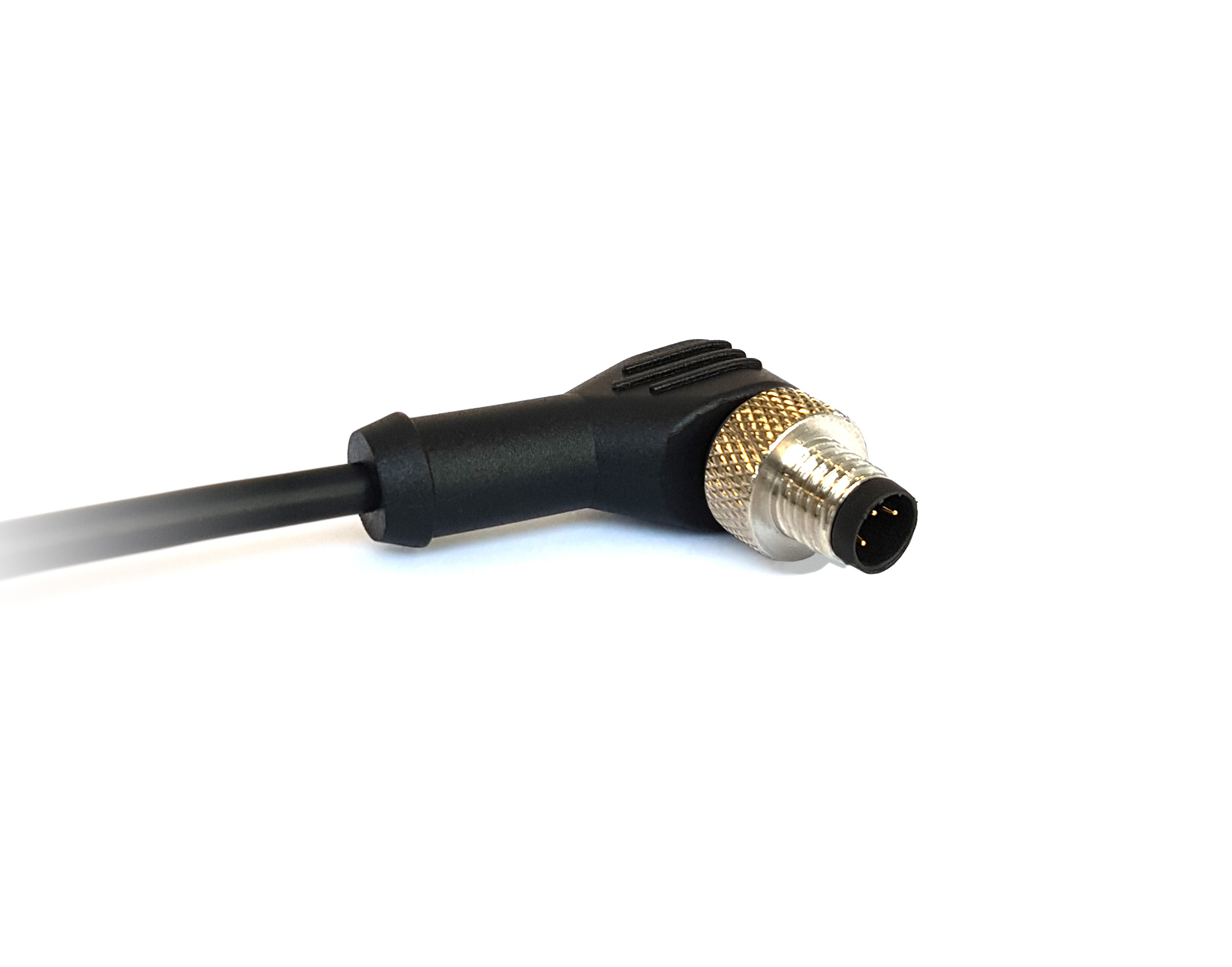 M12 Series A Code PVC Right-Angle Overmould Flex Cable Connector 4 Contact Pins Pre-Wired With 15M PVC Jacket Cable