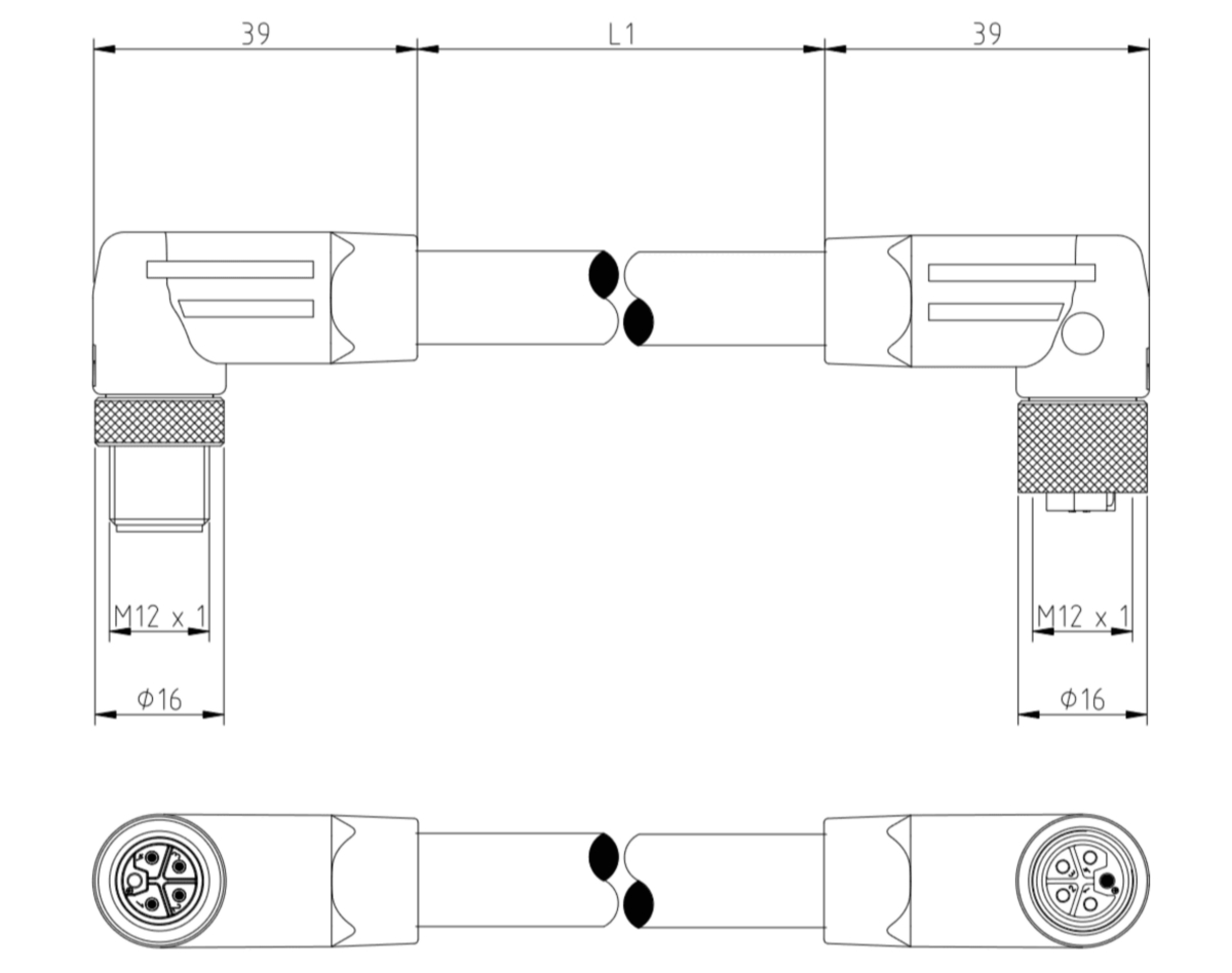 M12 Power Double-Ended Cordset