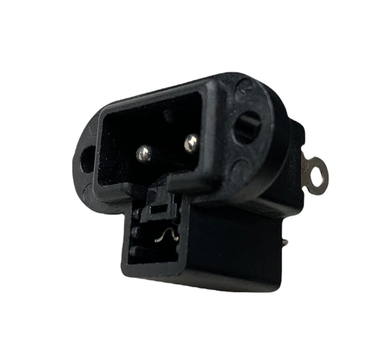 Power Socket Chassis Male 2 Pin Front Flange Mount Black (8) with Switch