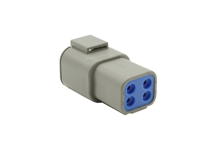 4 Contacts Female Power Rectangular Grey Connector