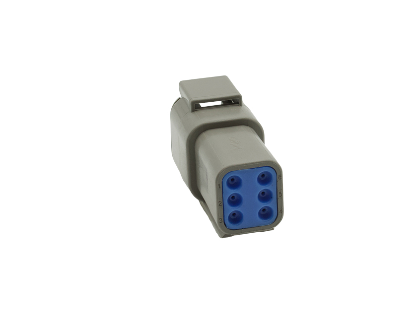 6 Contacts Female Miniature Rectangular Grey Connector