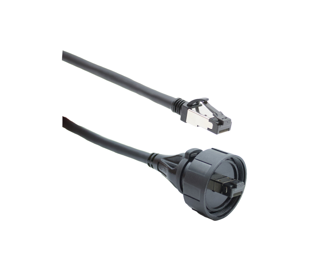 Overmould Flex Connector PX0857 Series Pre-Wired Patch Cord IP68 RJ45 to Shielded RJ45 3M Cable