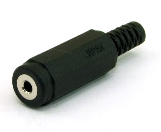 Jack-aansluiting 2,5 mm, 2-polig/mono, rechte uitvoering, met metalen behuizing, knikbeveiliging en soldeeraansluitingen