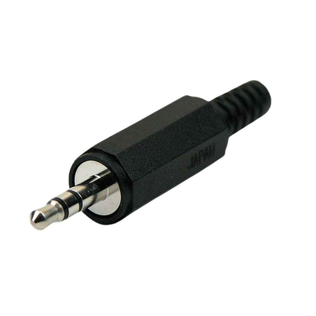 Jackplug conform JIS C 6560 JC35P3, 3,5 mm, 3-polig/stereo, rechte uitvoering, met metalen behuizing, knikbeveiliging en soldeeraansluitingen