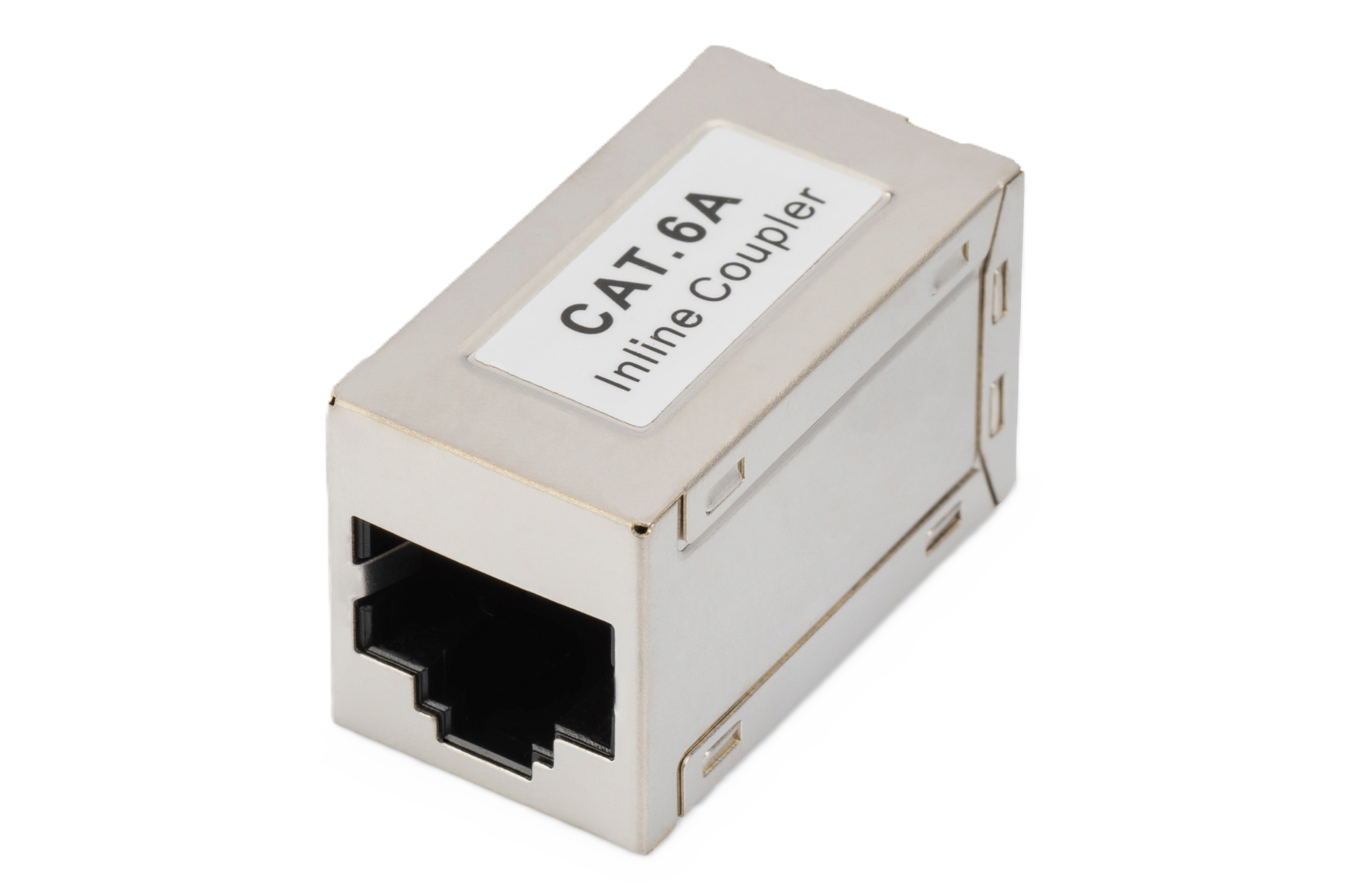 Modulaire RJ45 koppeling, 8P8C, 1:1 afgeschermde CAT6A, metalen behuizing compact van vorm.