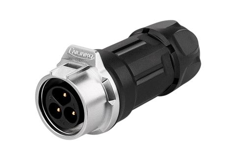 LP16 3pin Male IN-line receptacle Quick lock IP67 plastic+metal plug