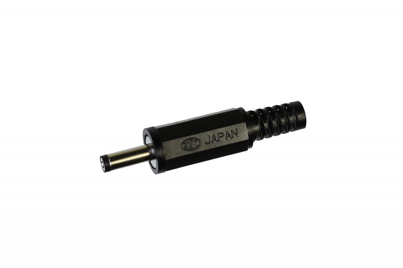 Power supply plug, straight version, with solder eyes Ø 3.0 x 1.1 mm