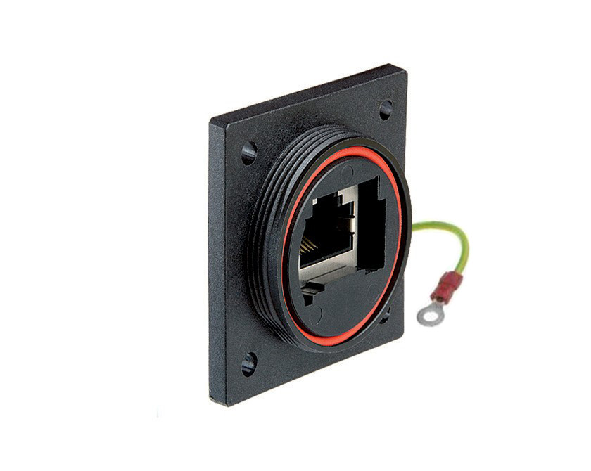 Flange Mount Connector PX0870 Series CAT5e Shielded Coupler Plus Earth Wire