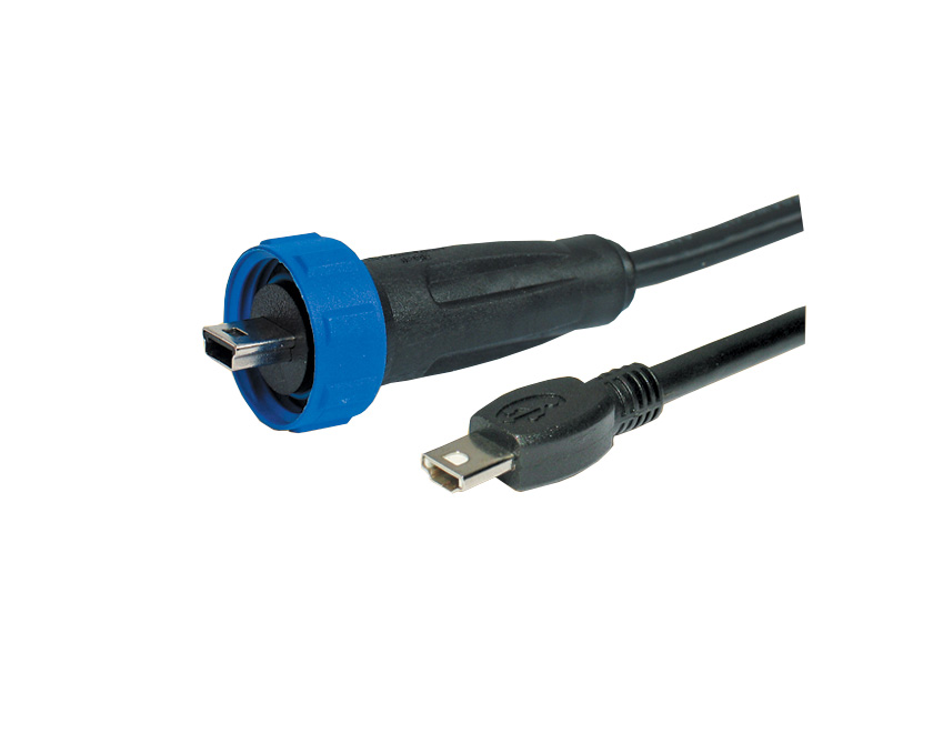 Fully Overmoulded USB Cable PX0442 Series USB Mini A Plug To Sealed Mini B Plug 3M Cable