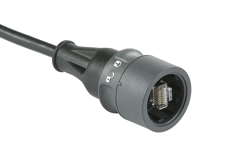 Plastic Body Overmould Flex Connector PXP6037-PXP6038 Series Pre-Wired Patch Cord IP Rated RJ45 to Shielded RJ45 2M Cable