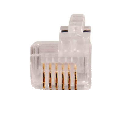 Modular plug, 6p6c (RJ12 DEC), with locking latch, piercing technology for Round solid cable