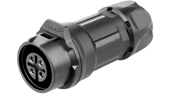 LP16 4pin female connector In-line receptacle Quick lock IP67/68 plastic housing.
