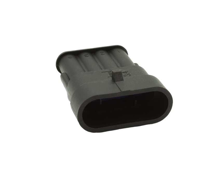 4 Contacts Male Automotive Rectangular Black Connector