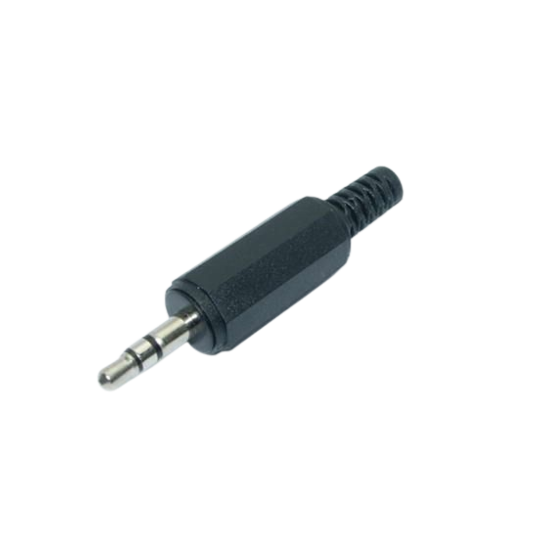 Jackplug conform JIS C 6560 JC35P2, 3,5 mm, 2-polig/mono, rechte uitvoering, met knikbeveiliging en soldeeraansluitingen